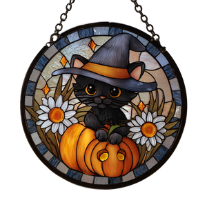 Halloween Stained Glass Vinyl Car Decal Sticker – Waterproof & UV-Resistant 6.826666666666667"