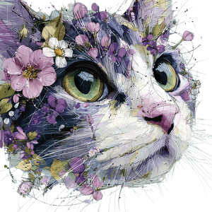 Abstract Cat Face V4 Vinyl Car Decal Sticker – Waterproof & UV-Resistant 3.4133333333333336"