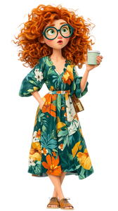 Cheerful Cartoon Woman V4 Vinyl Car Decal Sticker – Waterproof & UV-Resistant 4.8533333333333335"