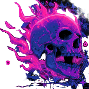 Neon Skull Illustration Vinyl Car Decal Sticker – Waterproof & UV-Resistant 6.826666666666667"