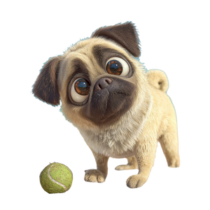 Pug Playing Ball Vinyl Car Decal Sticker – Waterproof & UV-Resistant 3.4133333333333336"