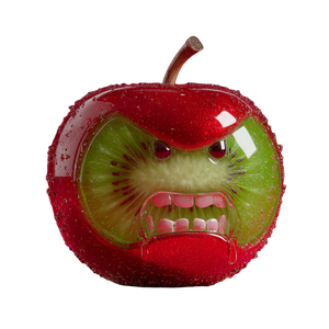 Angry Apple Kiwi Vinyl Car Decal Sticker – Waterproof & UV-Resistant 3.4133333333333336"