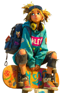 Stylized Skater Girl Vinyl Car Decal Sticker – Waterproof & UV-Resistant 8.96"