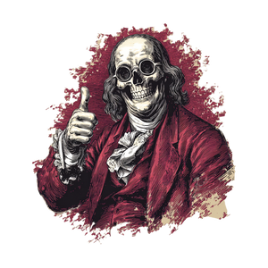 Skeletal Benjamin Franklin Vinyl Car Decal Sticker – Waterproof & UV-Resistant 3.4133333333333336"