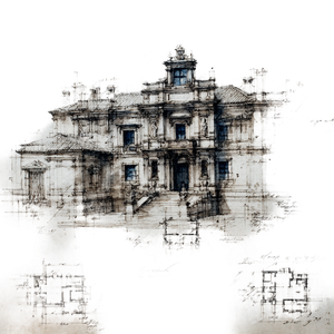 Renaissance Building Plan Vinyl Car Decal Sticker – Waterproof & UV-Resistant 6.826666666666667"