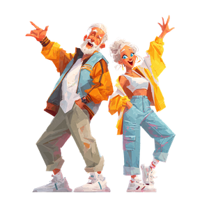 Dancing Elderly Couple V6 Vinyl Car Decal Sticker – Waterproof & UV-Resistant 3.4133333333333336"