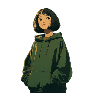 Anime Girl Hoodie V9 Vinyl Car Decal Sticker – Waterproof & UV-Resistant 3.4133333333333336"