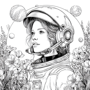 Astronaut Among Flowers V2 Vinyl Car Decal Sticker – Waterproof & UV-Resistant 3.4133333333333336"