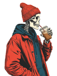 Skeleton In Beanie Vinyl Car Decal Sticker – Waterproof & UV-Resistant 8.213333333333333"