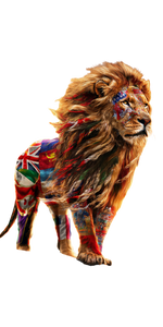 Flag-Patterned Lion Vinyl Car Decal Sticker – Waterproof & UV-Resistant 10.2