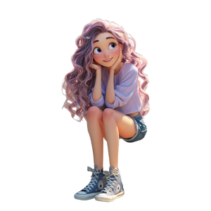 Pink-Haired Girl Smiling Vinyl Car Decal Sticker – Waterproof & UV-Resistant 3.4133333333333336"