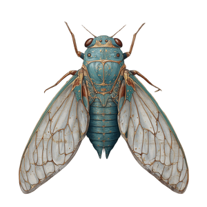 Art Deco Cicada Vinyl Car Decal Sticker – Waterproof & UV-Resistant 3.4133333333333336"