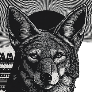 Coyote Linocut Print Vinyl Car Decal Sticker – Waterproof & UV-Resistant 6.826666666666667"