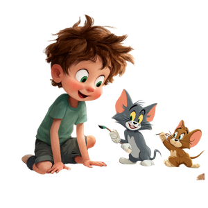 Child With Cartoons Vinyl Car Decal Sticker – Waterproof & UV-Resistant 3.4133333333333336"