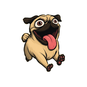 Cartoon Pug Running Vinyl Car Decal Sticker – Waterproof & UV-Resistant 3.4133333333333336"