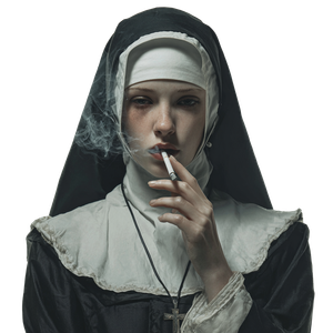 Crying Smoking Nun Vinyl Car Decal Sticker – Waterproof & UV-Resistant 3.4133333333333336"