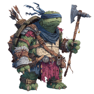 Blindfolded Tortle Barbarian Vinyl Car Decal Sticker – Waterproof & UV-Resistant 3.4133333333333336"