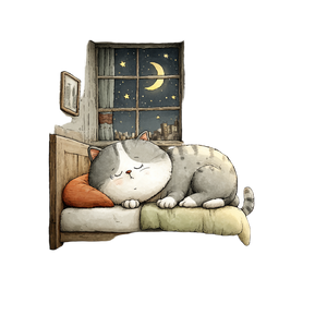 Sleeping Cat Illustration V5 Vinyl Car Decal Sticker – Waterproof & UV-Resistant 3.4133333333333336"
