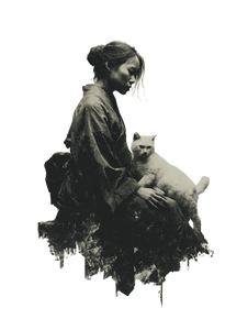 Geisha With Cat V3 Vinyl Car Decal Sticker – Waterproof & UV-Resistant 8.213333333333333"
