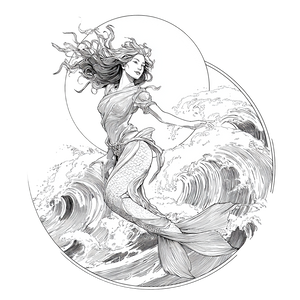 Siren Mermaid Drawing Vinyl Car Decal Sticker – Waterproof & UV-Resistant 3.4133333333333336"