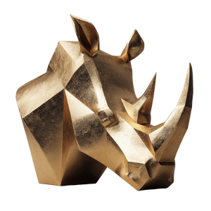Golden Rhino Sculpture Vinyl Car Decal Sticker – Waterproof & UV-Resistant 3.4133333333333336"