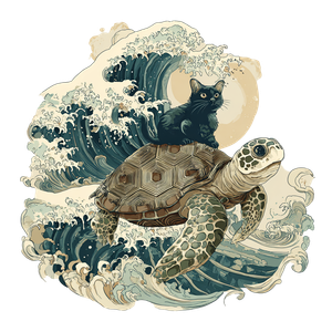 Cat On Turtle Vinyl Car Decal Sticker – Waterproof & UV-Resistant 3.4133333333333336"
