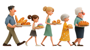 Cartoon Family Walking Vinyl Car Decal Sticker – Waterproof & UV-Resistant 2.72"