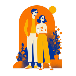 Happy Couple Illustration V3 Vinyl Car Decal Sticker – Waterproof & UV-Resistant 3.4133333333333336"