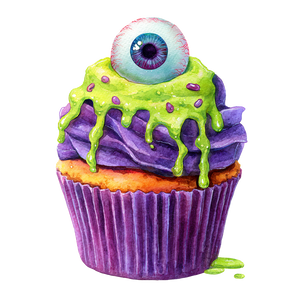Spooky Cupcake Illustration Vinyl Car Decal Sticker – Waterproof & UV-Resistant 3.4133333333333336"
