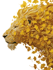 Ginkgo-Leaf Lion Vinyl Car Decal Sticker – Waterproof & UV-Resistant 8.213333333333333"