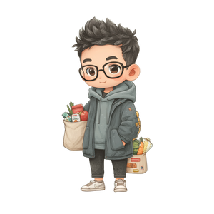 Chibi Supermarket Worker Vinyl Car Decal Sticker – Waterproof & UV-Resistant 3.4133333333333336"