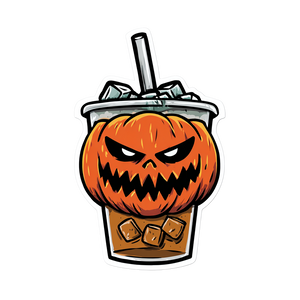 Spooky Coffee Pumpkin Vinyl Car Decal Sticker – Waterproof & UV-Resistant 6.826666666666667"