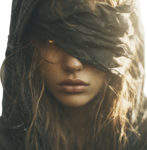Blindfolded Woman Portrait V3 Vinyl Car Decal Sticker – Waterproof & UV-Resistant 3.466666666666667"