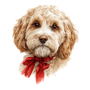 Cavapoo With Bow Vinyl Car Decal Sticker – Waterproof & UV-Resistant 3.4133333333333336"