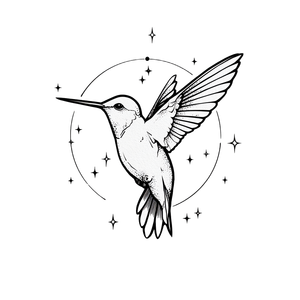 Hummingbird With Stars Vinyl Car Decal Sticker – Waterproof & UV-Resistant 3.4133333333333336"