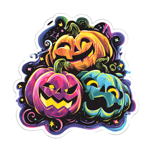 Abstract Pumpkin Faces Vinyl Car Decal Sticker – Waterproof & UV-Resistant 3.4133333333333336"
