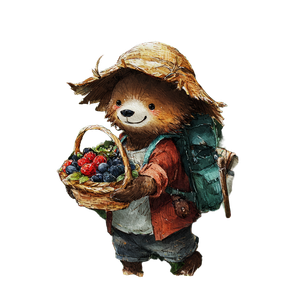 Hiking Bear With Berries Vinyl Car Decal Sticker – Waterproof & UV-Resistant 6.826666666666667"