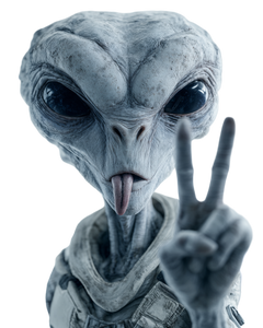 Alien Peace Gesture Vinyl Car Decal Sticker – Waterproof & UV-Resistant 8.0"