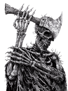 Skeleton Hand Hatchet Vinyl Car Decal Sticker – Waterproof & UV-Resistant 8.213333333333333"