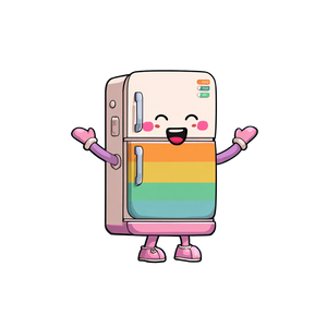 Kawaii Refrigerator Character Vinyl Car Decal Sticker – Waterproof & UV-Resistant 3.4133333333333336"