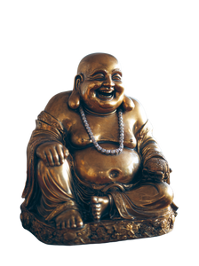 Golden Laughing Buddha Vinyl Car Decal Sticker – Waterproof & UV-Resistant 4.213333333333333"