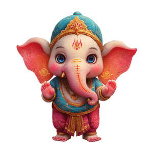 Baal Ganesh Illustration Vinyl Car Decal Sticker – Waterproof & UV-Resistant 3.4133333333333336"