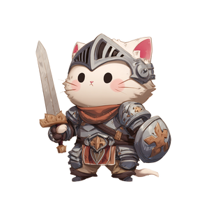 Chibi Knight Cat Vinyl Car Decal Sticker – Waterproof & UV-Resistant 3.4133333333333336"