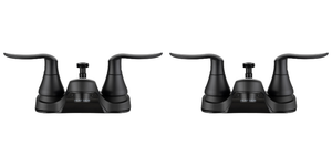2x Upgrade Your Lavatory with Dura Faucet | Matte Black Finish | Single Piece with 4 Inch Mount | Includes Shower Diverter