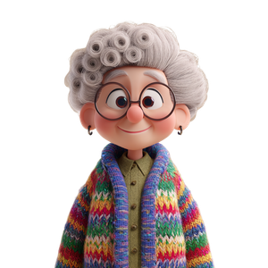Stylized Elderly Grandmother Vinyl Car Decal Sticker – Waterproof & UV-Resistant 3.4133333333333336"
