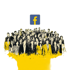Facebook Crowd Illustration Vinyl Car Decal Sticker – Waterproof & UV-Resistant 3.4133333333333336"