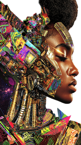 Cosmic Cyborg Woman Vinyl Car Decal Sticker – Waterproof & UV-Resistant 9.706666666666667"