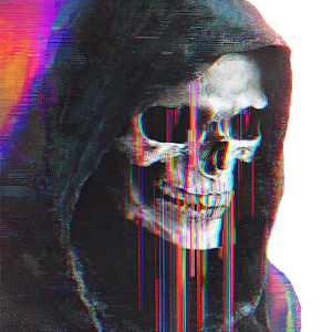 Glitchcore Grim Reaper Vinyl Car Decal Sticker – Waterproof & UV-Resistant 6.826666666666667"