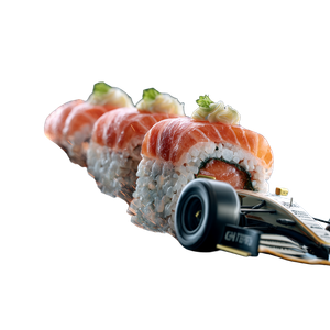 Salmon Sushi Roll Vinyl Car Decal Sticker – Waterproof & UV-Resistant 6.826666666666667"