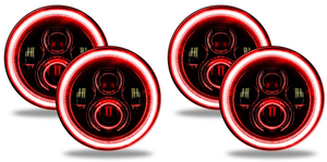 2x Upgrade your Jeep Wrangler JK | Oracle LED Headlight Set | Red Halo, Wide Beam, easy install